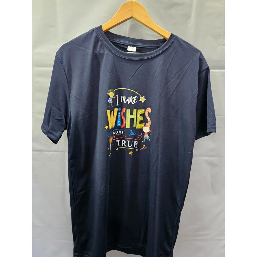 Make Wishes Come True Smooth Stretch Graphic Tee Navy Womens Large